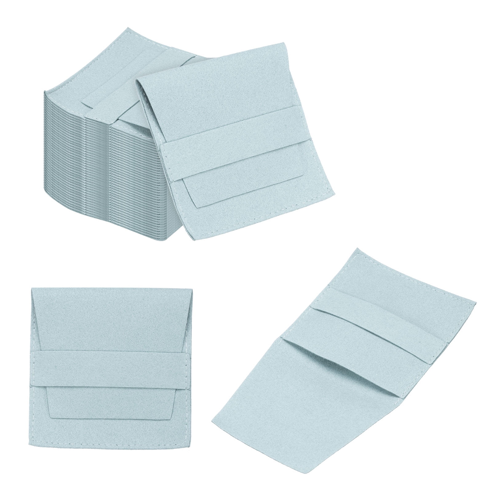 Unique Bargains Microfiber Mini Jewelry Pouch Packaging Bag with Band 2.7"x2.5" Blue