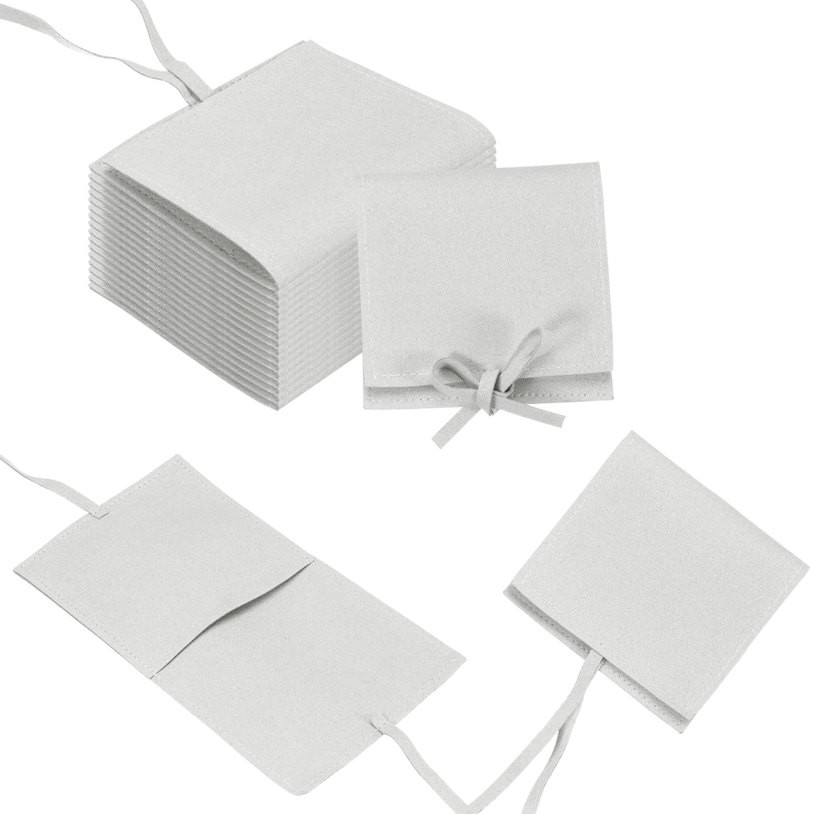 Unique Bargains Microfiber Mini Jewelry Pouch Packaging Bag with Tie for Gift 20 Pcs Gray