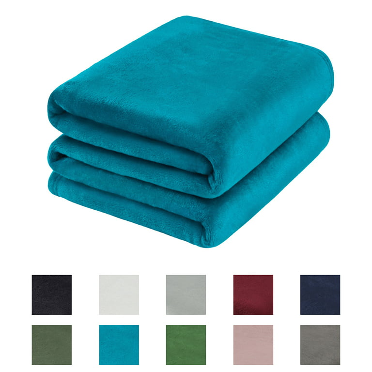 Unique Bargains Microfiber Plush Fleece Blanket for Sofa Bed, King, Teal  Blue