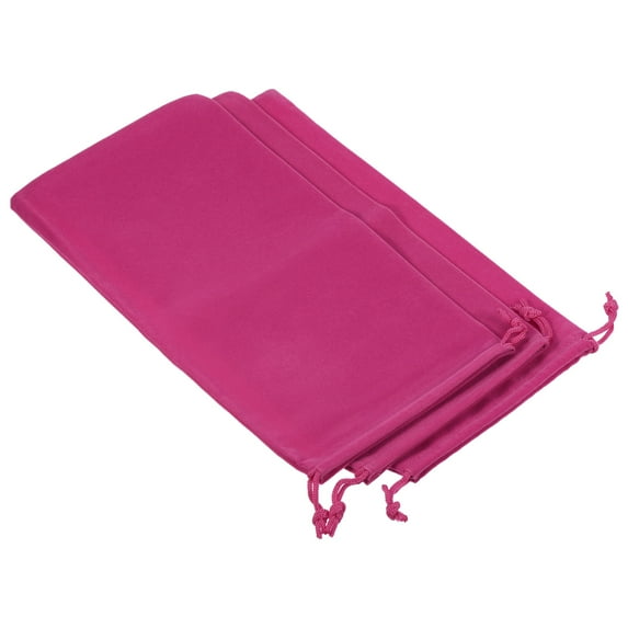 Unique Bargains Microfiber Pouch Soft Storage Drawstring Gift Bag Rose Red 15x30