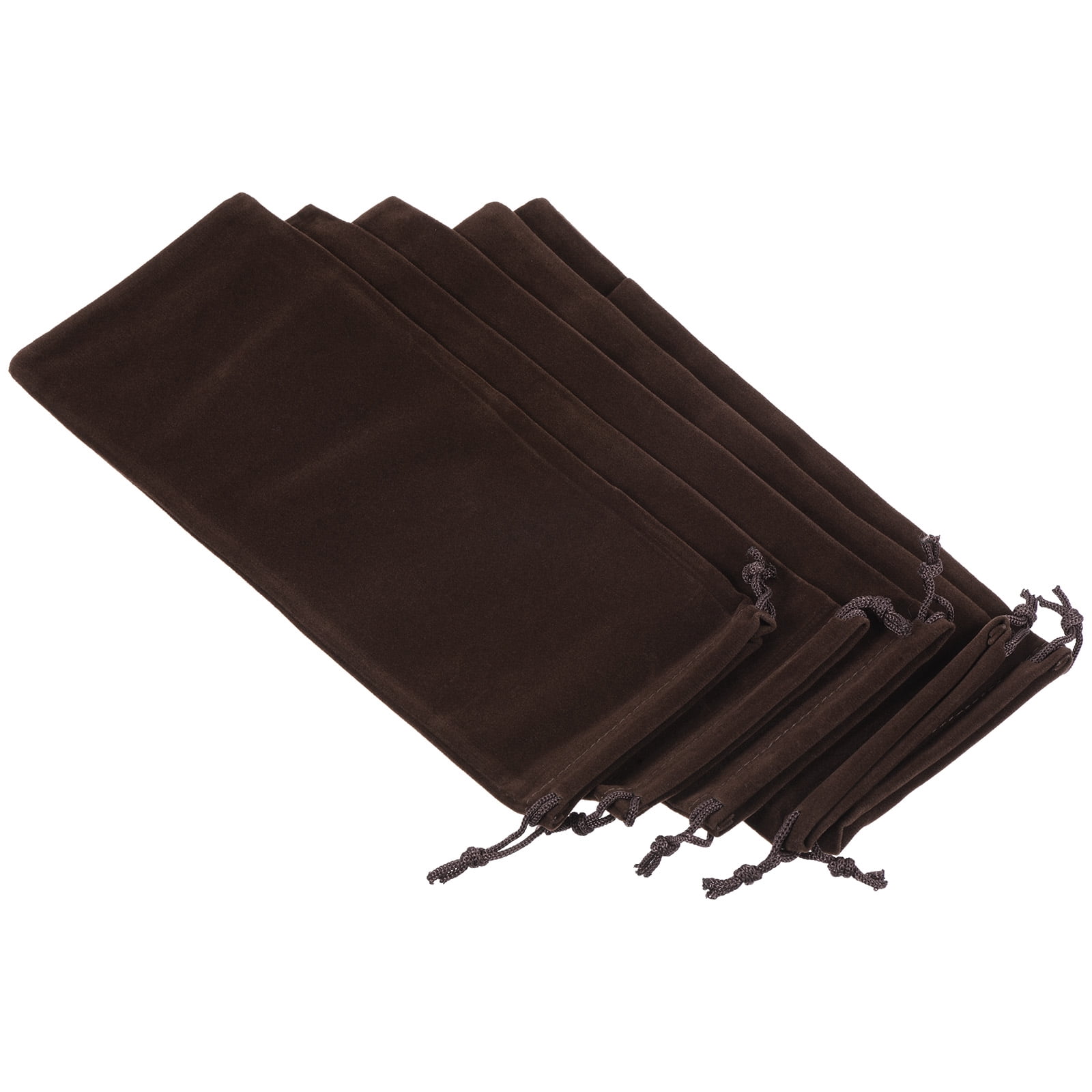 Unique Bargains Microfiber Pouch Soft Storage Drawstring Gift Bags Brown 10x25