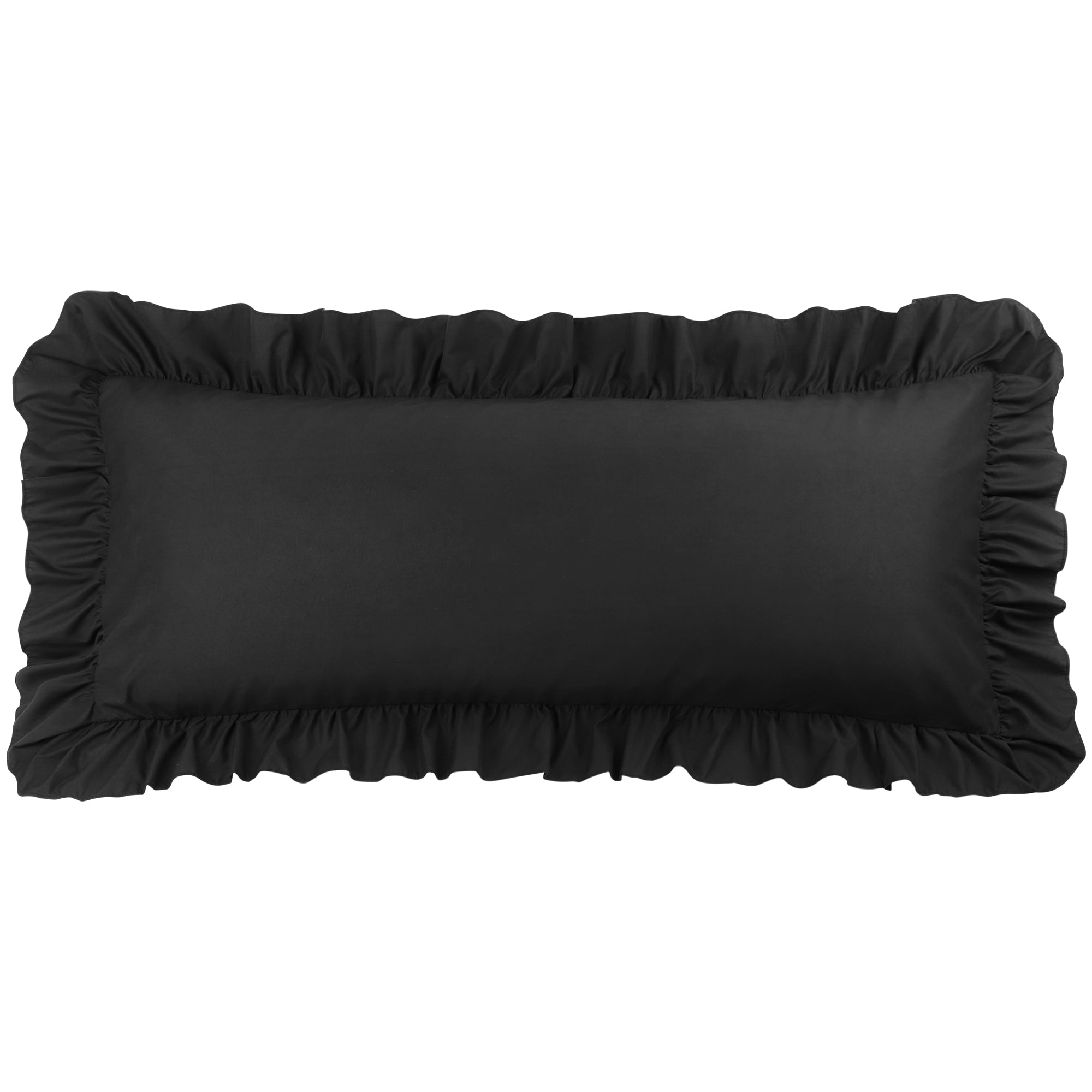 Unique Bargains Microfiber Ruffle Envelope Closure Body Pillowcases Black 20"x54"