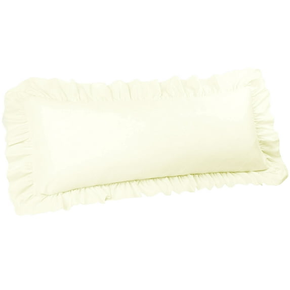 Unique Bargains Microfiber Ruffle Envelope Closure Body Pillowcases Cream 20"x54"