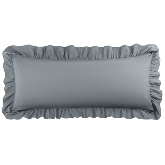 Unique Bargains Microfiber Ruffle Envelope Closure Body Pillowcases Dark Gray 20"x54"