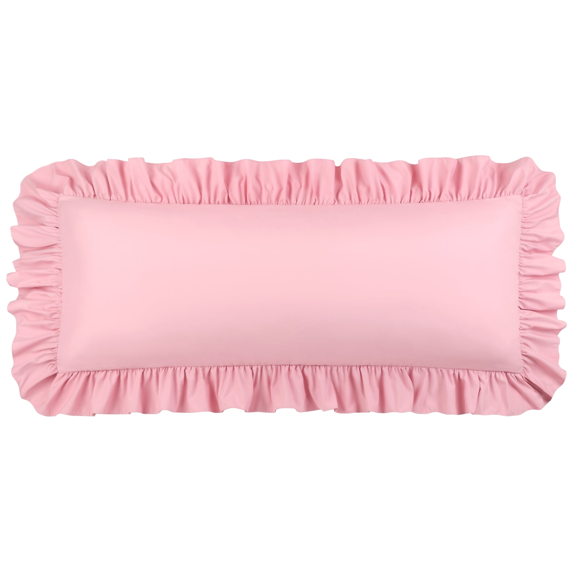 Unique Bargains Microfiber Ruffle Envelope Closure Body Pillowcases Pink 20"x48"