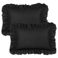 thumbnail image 1 of Unique Bargains Microfiber Ruffle Envelope Closure Pillowcases 2 Pcs Black King, 1 of 8