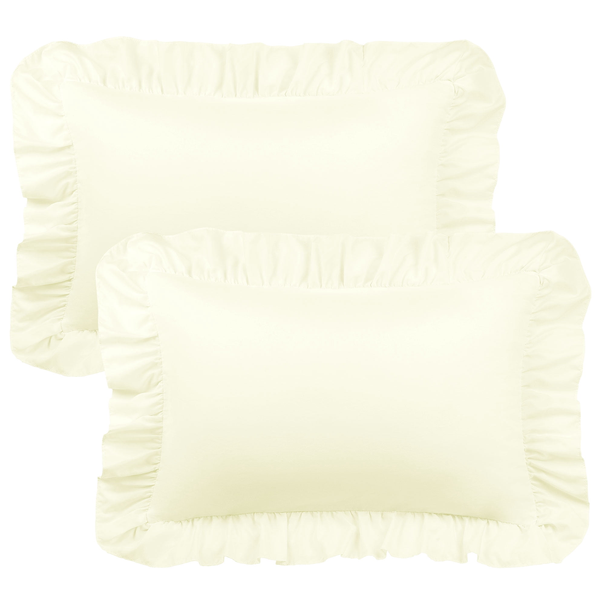 Unique Bargains Microfiber Ruffle Envelope Closure Pillowcases 2 Pcs Cream Queen