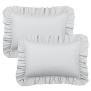 Unique Bargains Microfiber Ruffle Envelope Closure Pillowcases 2 Pcs Light Gray King