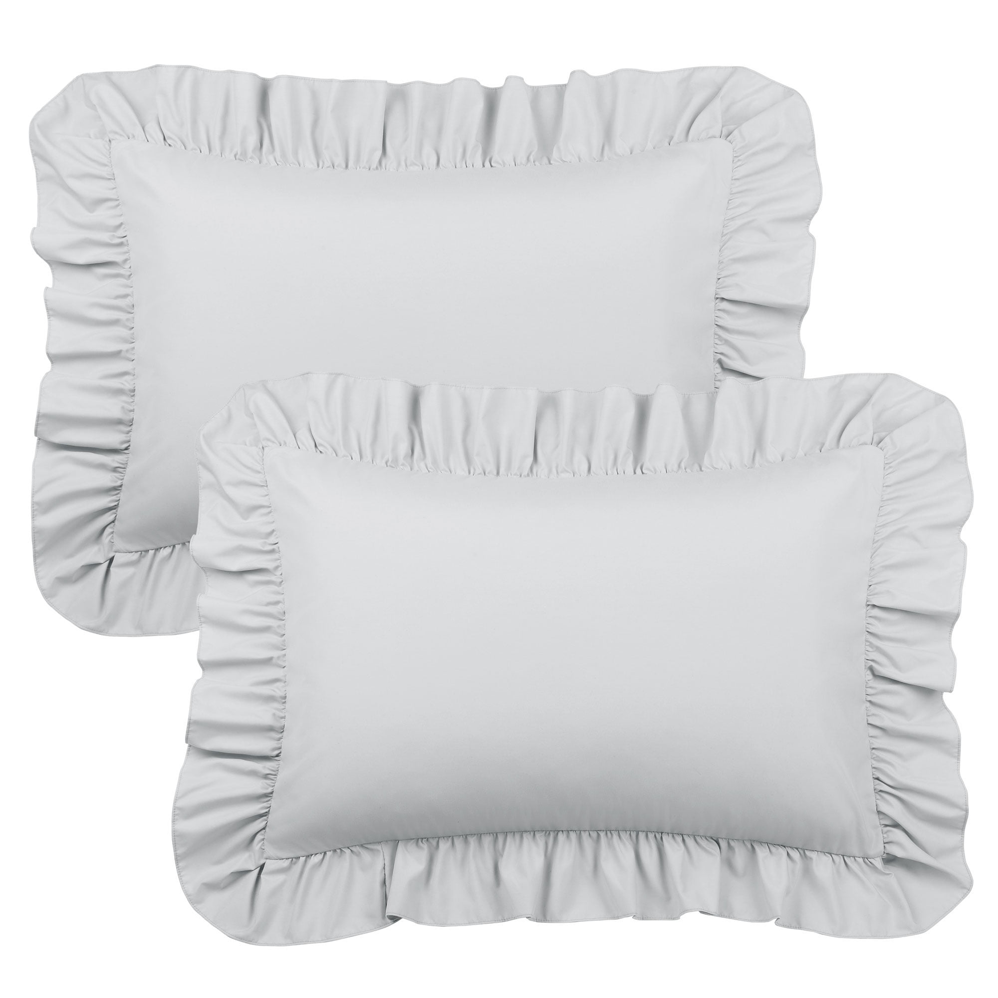 Unique Bargains Microfiber Ruffle Envelope Closure Pillowcases 2 Pcs Light Gray Standard