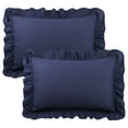 thumbnail image 1 of Unique Bargains Microfiber Ruffle Envelope Closure Pillowcases 2 Pcs Navy Blue Standard, 1 of 8