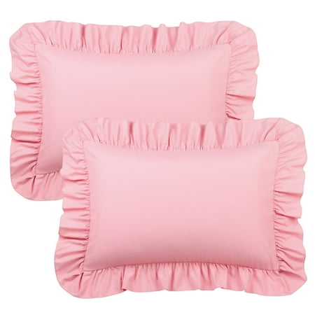 Unique Bargains Microfiber Ruffle Envelope Closure Pillowcases 2 Pcs Pink King