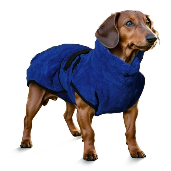 Unique Bargains Microfibre Dog Bathrobe Towel Dog Gown Washable Cat Gown Absorbent Bath Towel Quick Dry Pet Coat Blue M
