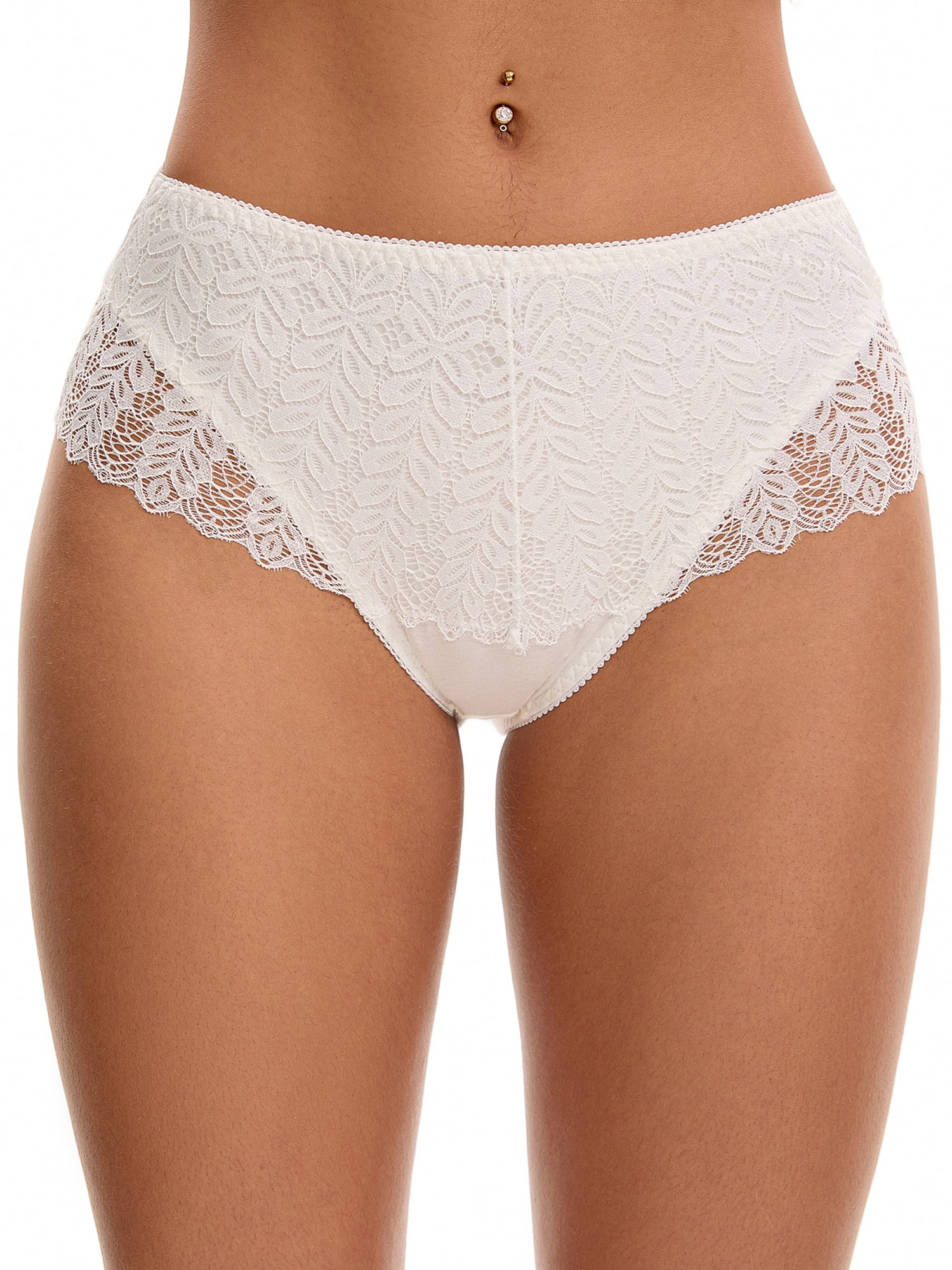 Unique Bargains Mid Rise Breathable Lace Underwear Briefs S White