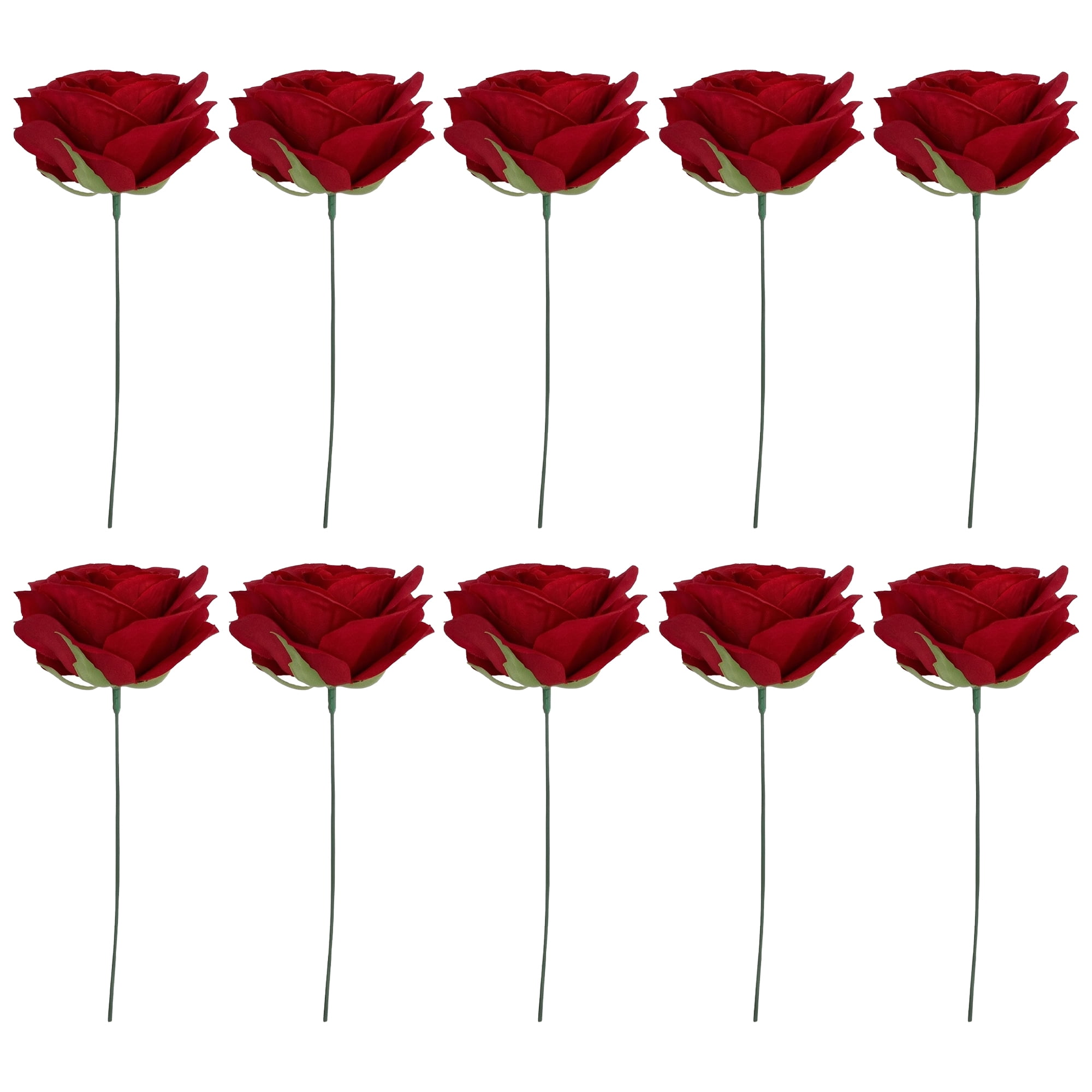 Unique Bargains Mini Artificial Roses Silk Detachable Heads Bouquet for Crafts Red 5.9 in