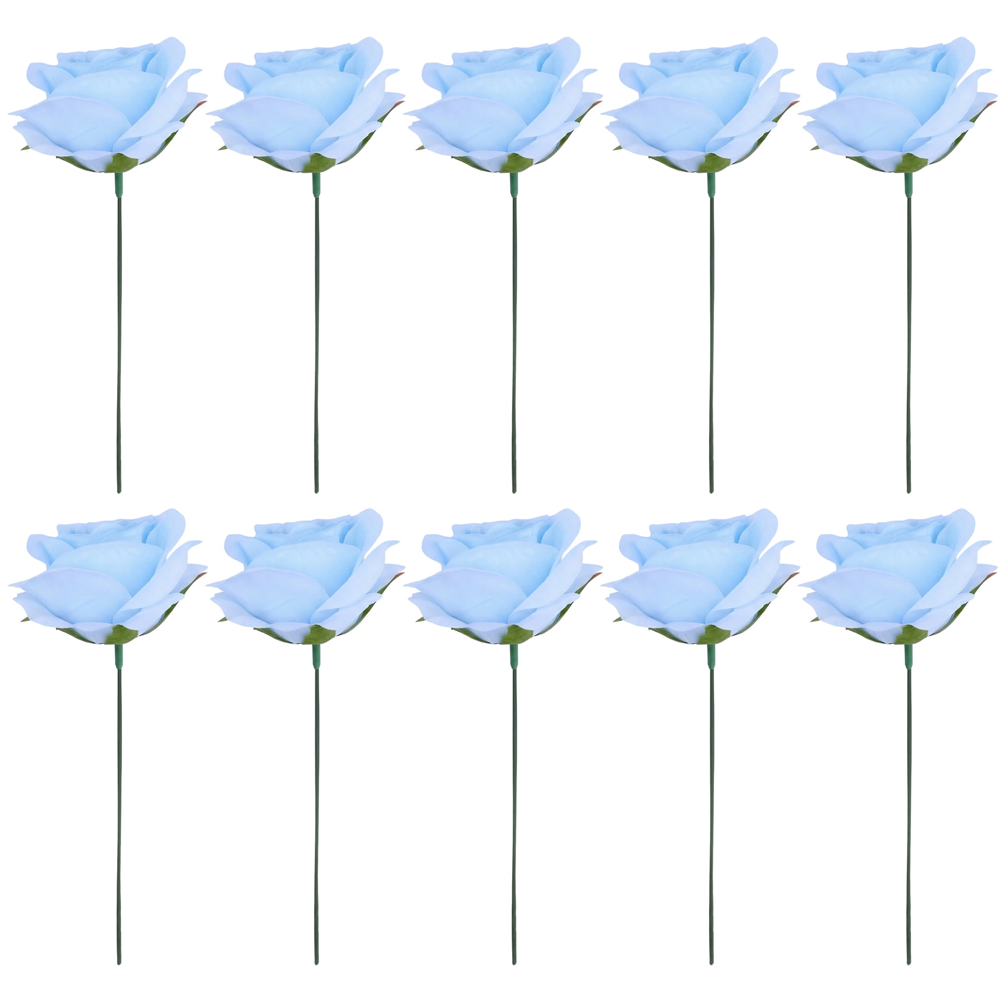 Unique Bargains Mini Artificial Silk Roses Detachable Head Bouquet for Craft Blue 5.9 in