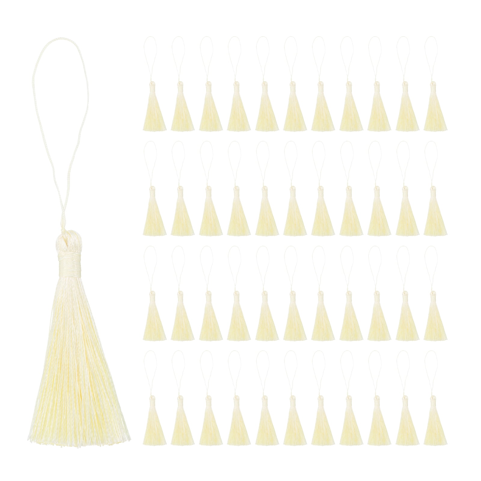 Unique Bargains Mini Bookmark Tassels Handmade Floss Craft for Jewelry Making Beige