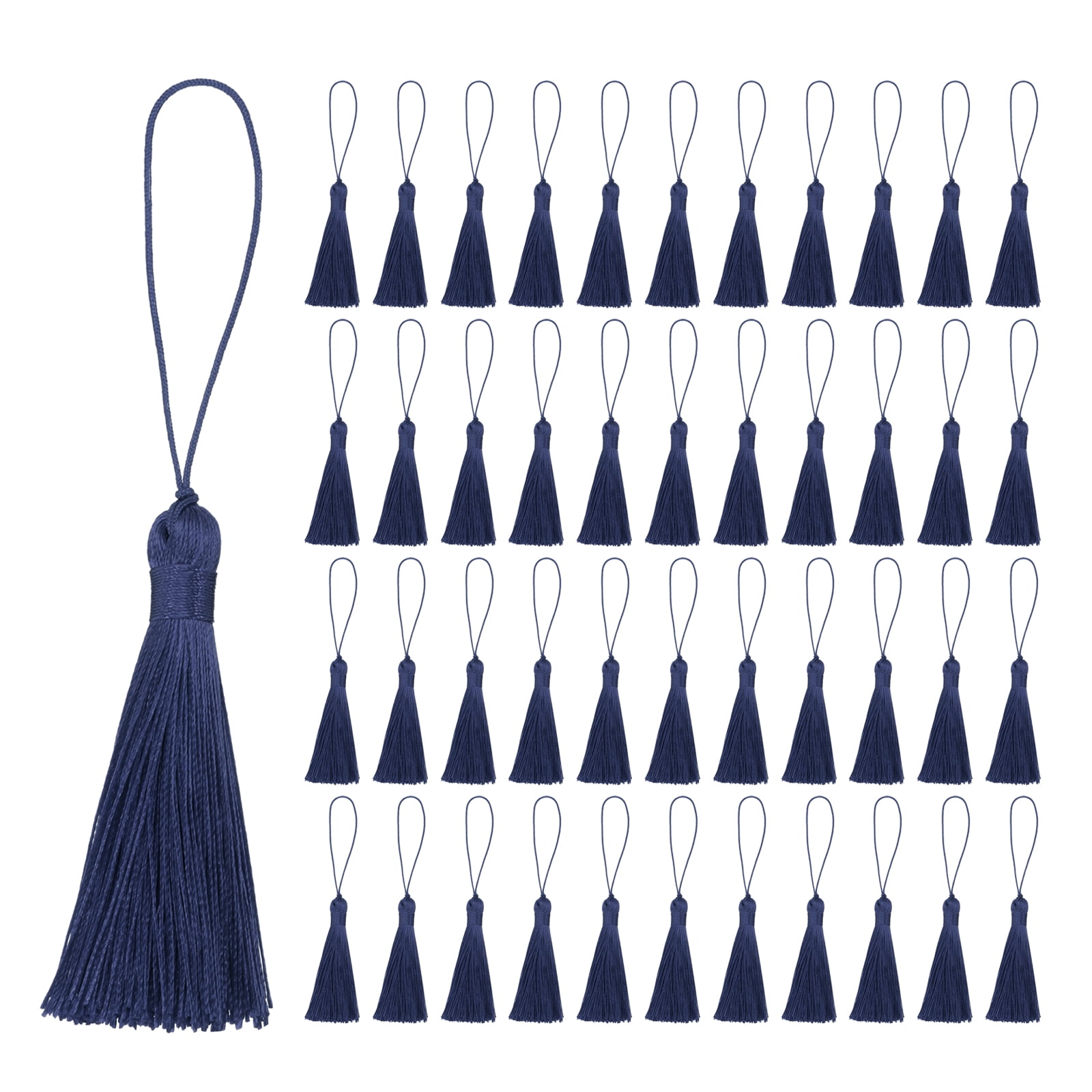 Unique Bargains Mini Bookmark Tassels Handmade Floss Craft for Jewelry Making Navy Blue