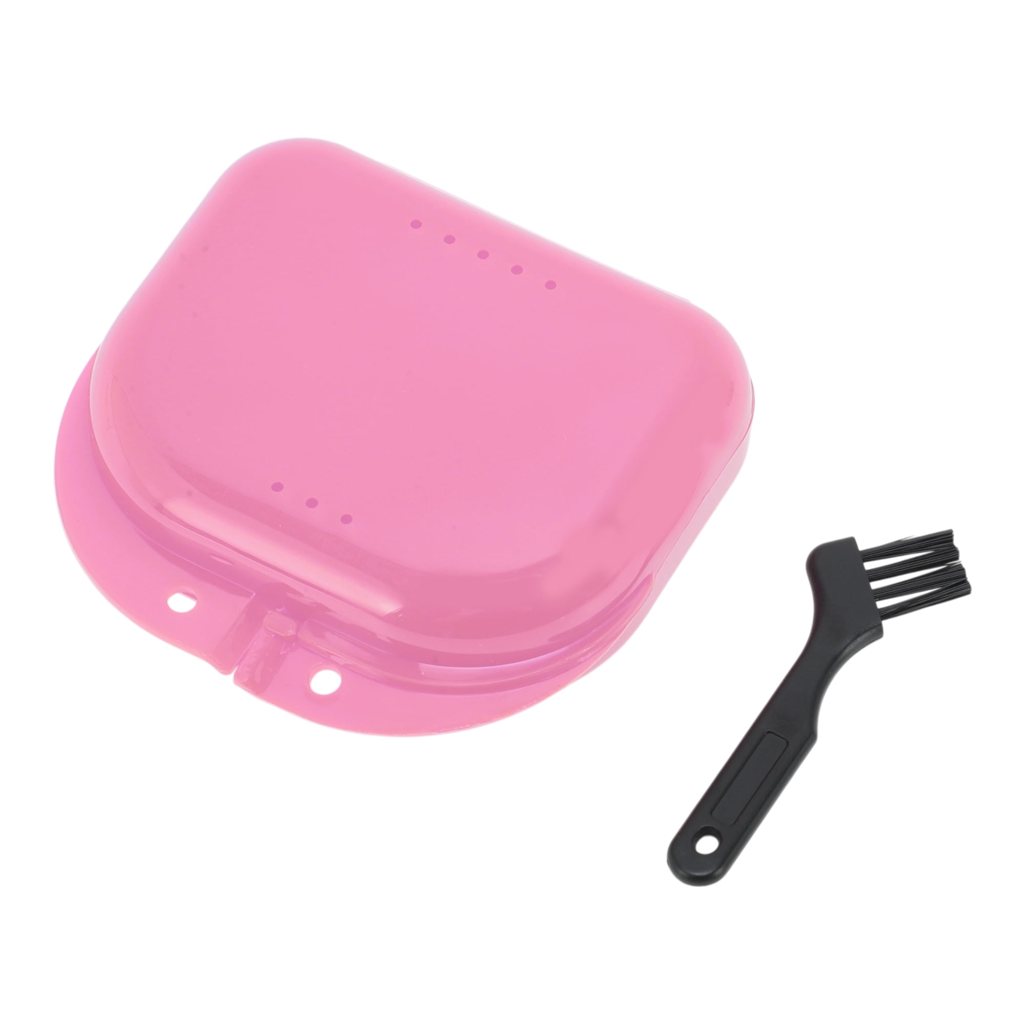 Unique Bargains Mini Braces Box with Brush 1 Set Pink