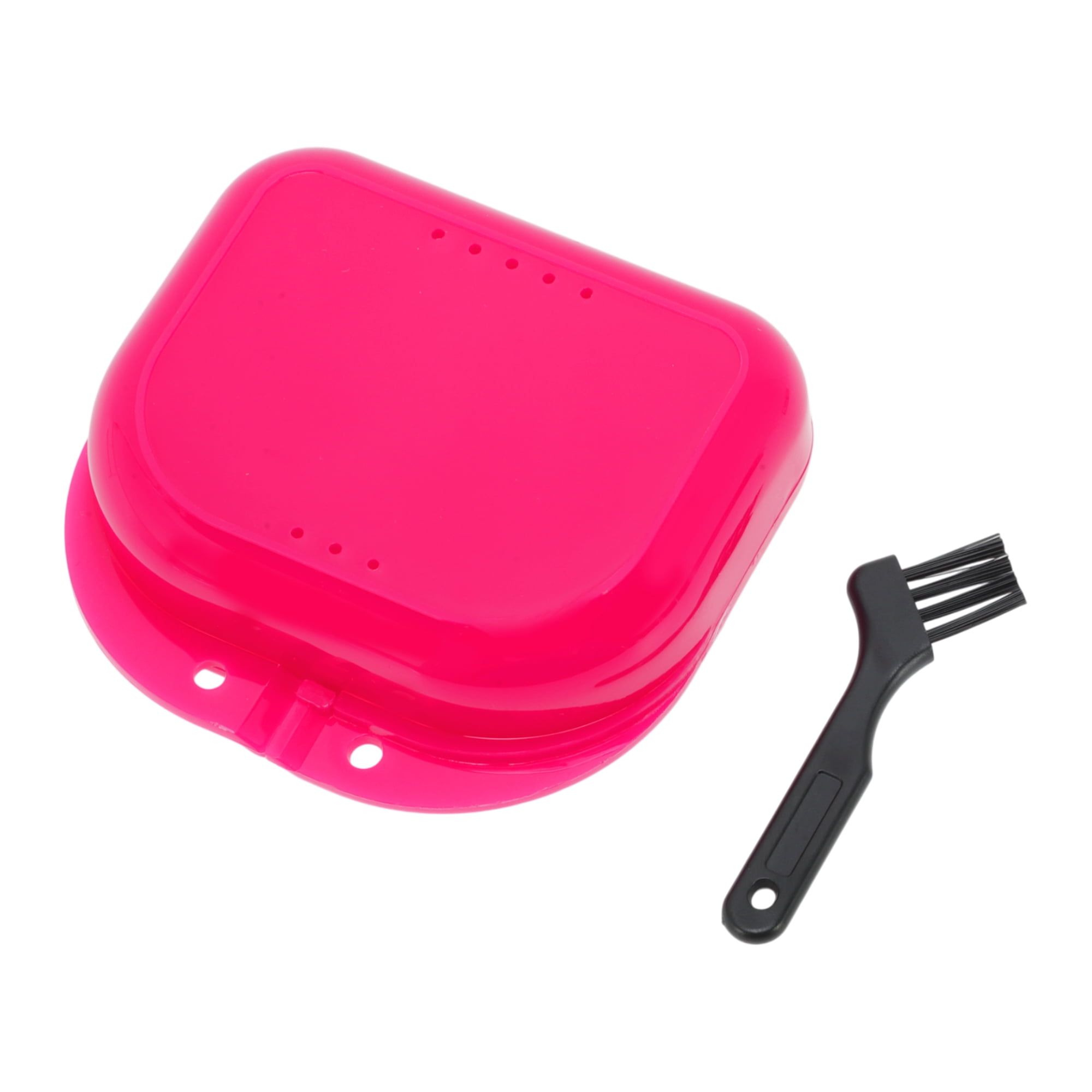 Unique Bargains Mini Braces Box with Brush 1 Set Rose Red