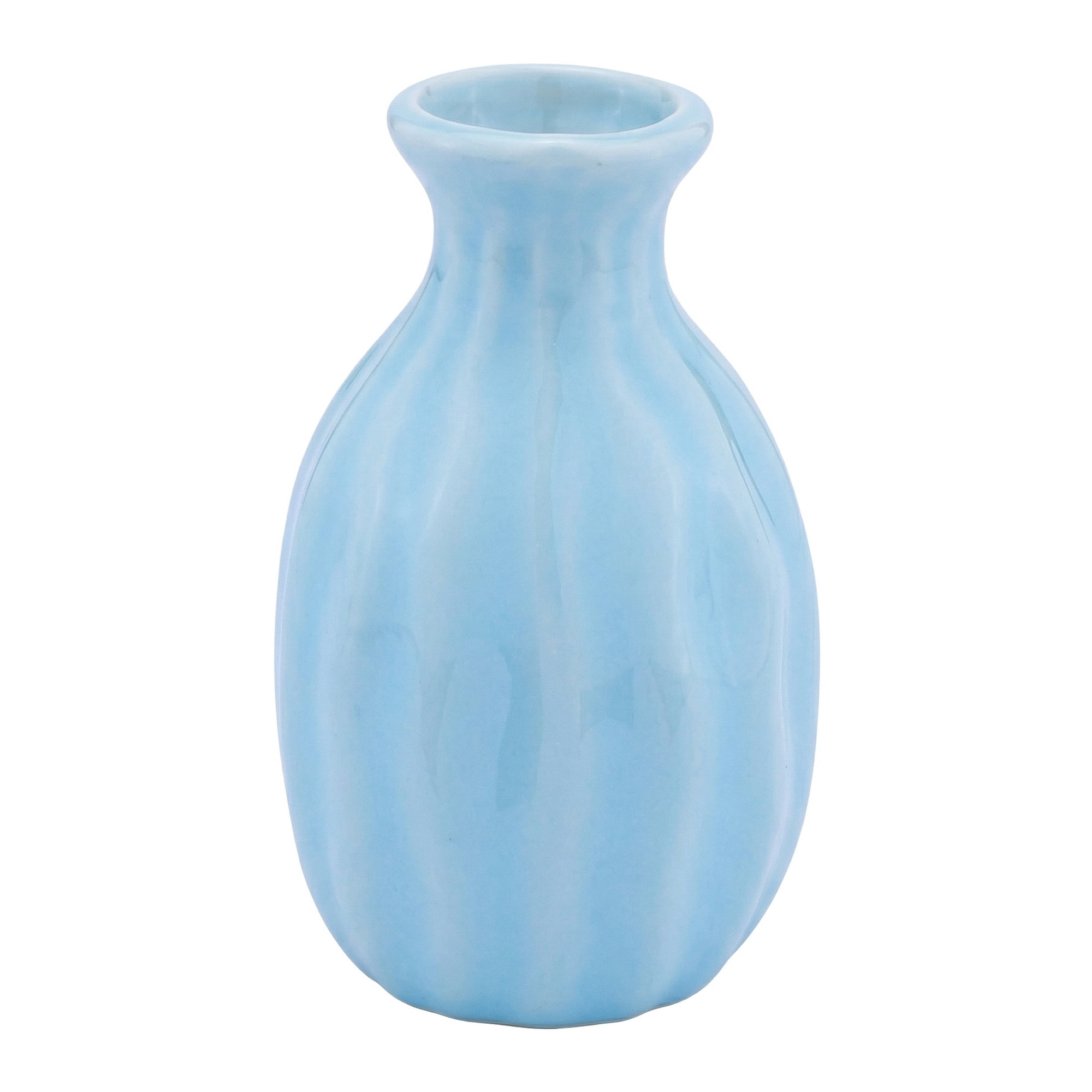 Unique Bargains Mini Ceramic Bud Tiny Matte Vase for Desktop Blue 1.8"L x 1.8"W x 3"H