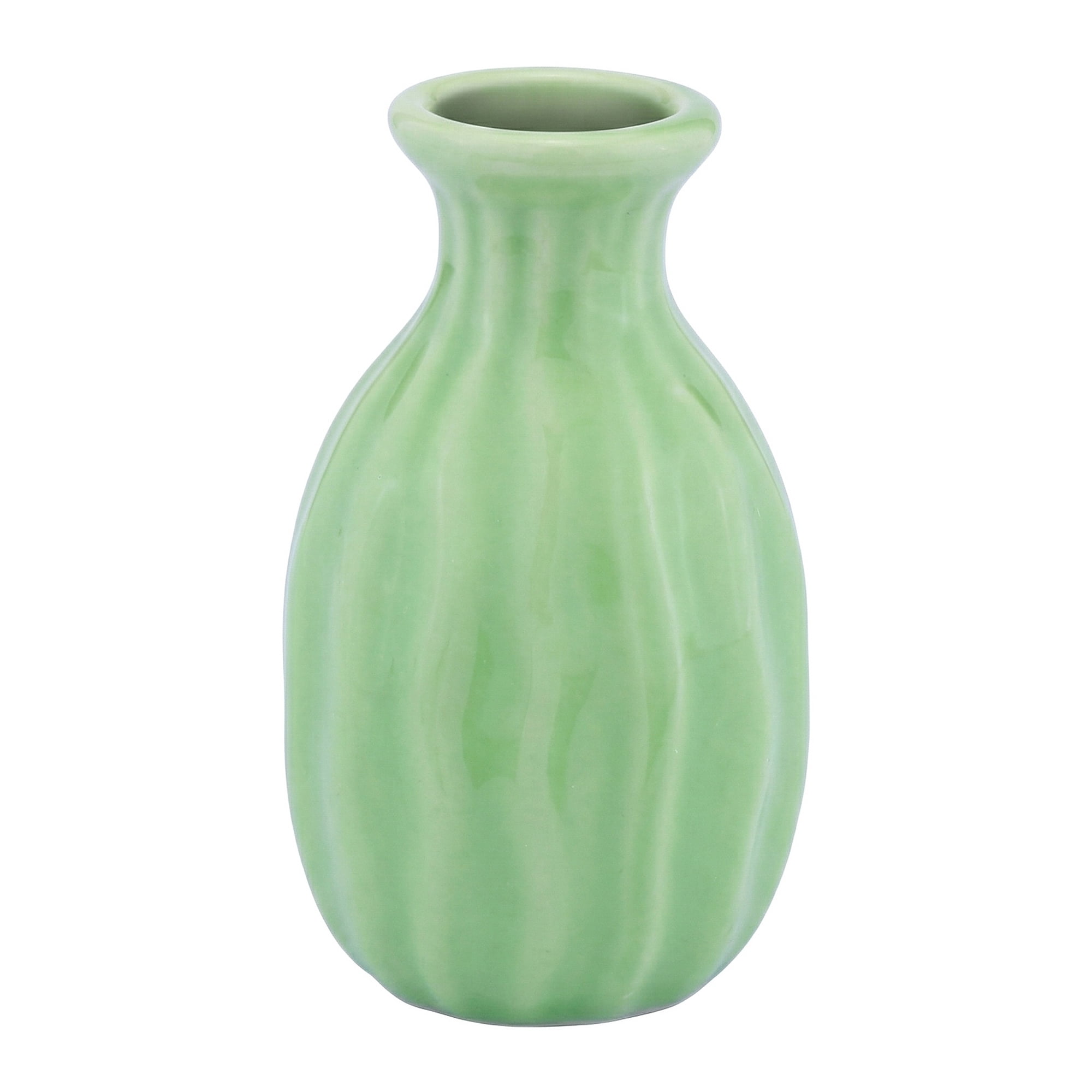 Unique Bargains Mini Ceramic Bud Tiny Matte Vase for Desktop Green 1.8"L x 1.8"W x 3"H