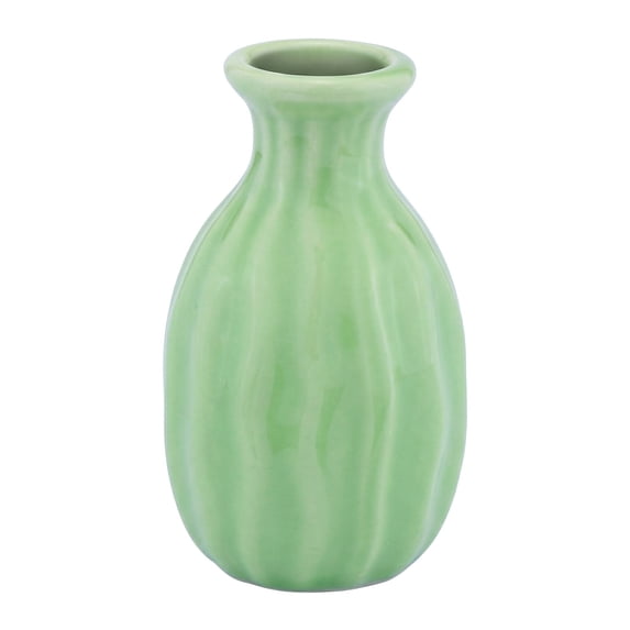 Unique Bargains Mini Ceramic Bud Tiny Matte Vase for Desktop Green 1.8"L x 1.8"W x 3"H