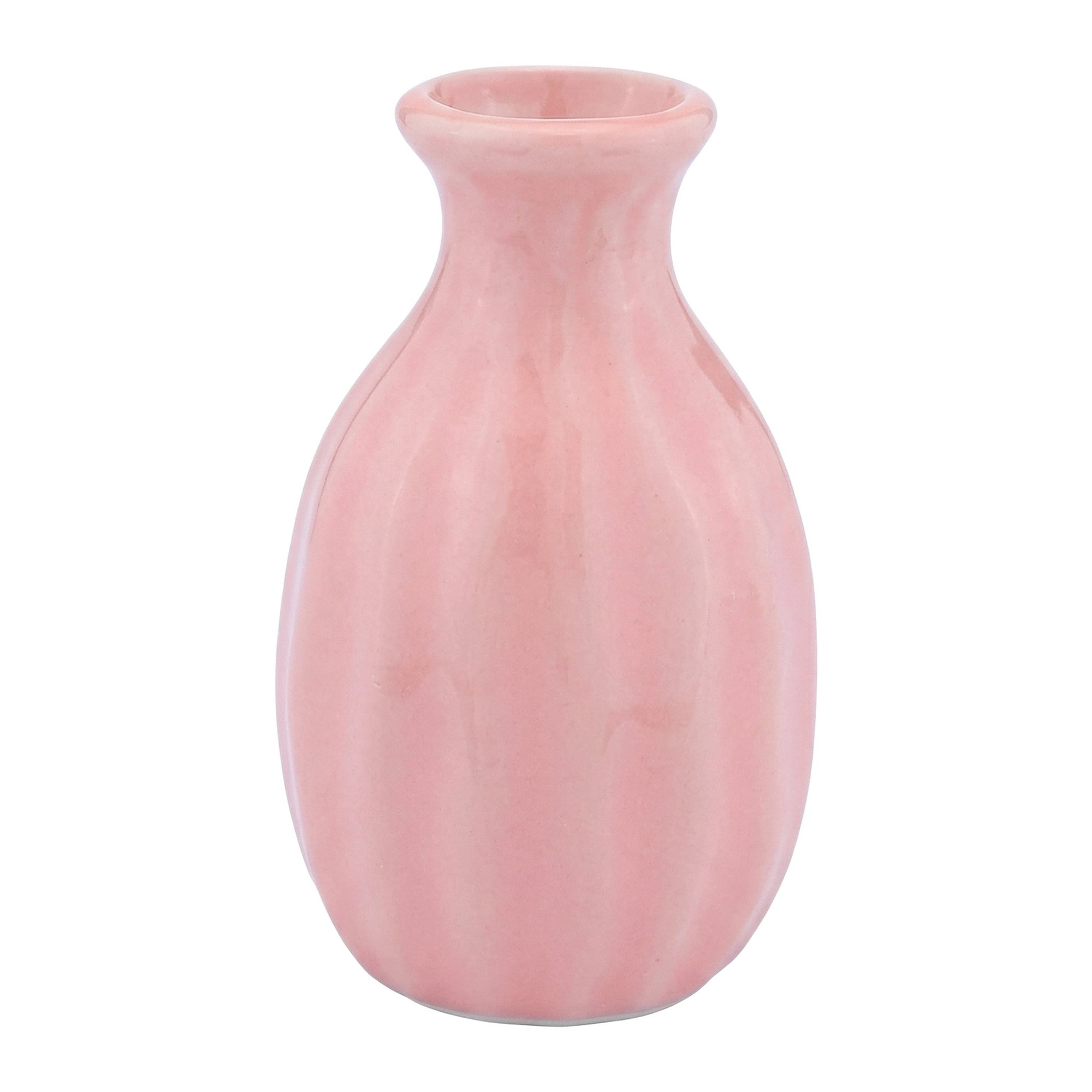 Unique Bargains Mini Ceramic Bud Tiny Matte Vase for Desktop Pink 1.8"L x 1.8"W x 3"H