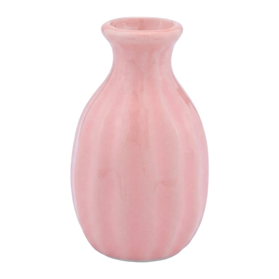 Unique Bargains Mini Ceramic Bud Tiny Matte Vase for Desktop Pink 1.8"L x 1.8"W x 3"H