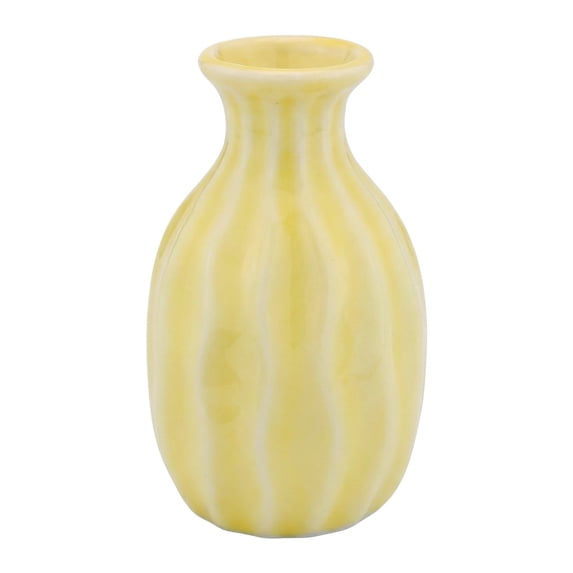 Unique Bargains Mini Ceramic Bud Tiny Matte Vase for Desktop Yellow 1.8"L x 1.8"W x 3"H