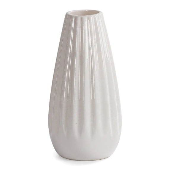 Unique Bargains Mini Ceramic Matte Ribbed Flower Vase White 2.4"L x 2.4"W x 5.1"H
