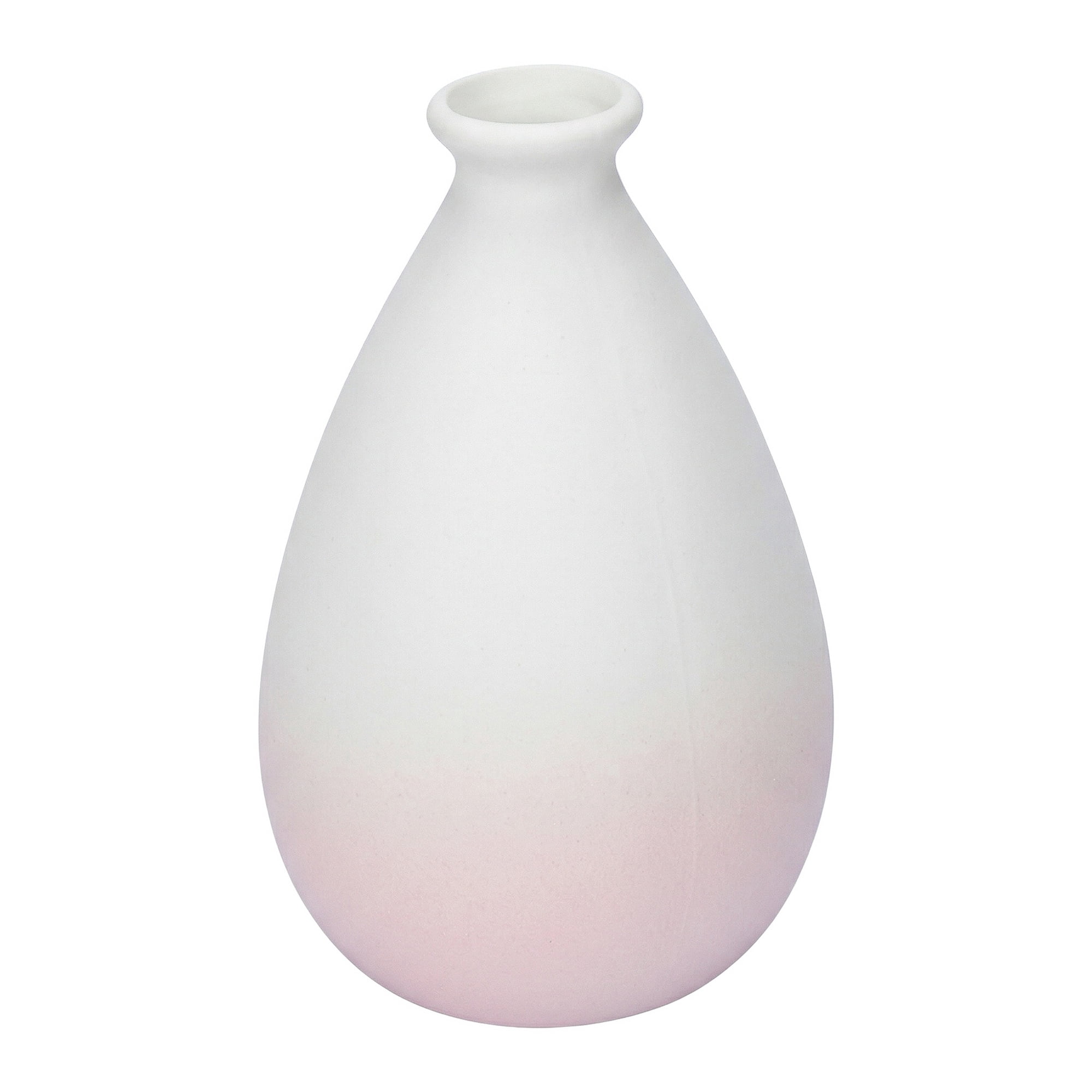 Unique Bargains Mini Ceramic Ribbed Bud Vase for Flower Pink 2.8"L x 2.8"W x 4.3"H