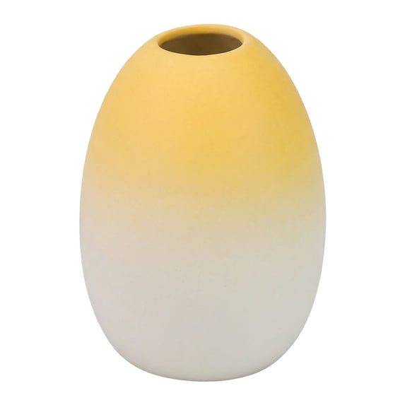 Unique Bargains Mini Ceramic Ribbed Bud Vase for Flower Yellow 2.9"L x 2.9"W x 3.9"H