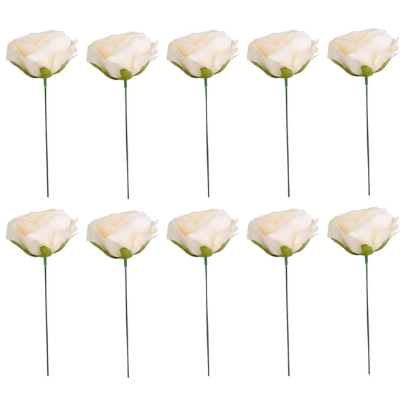 Unique Bargains Mini Craft Artificial Silk Roses Detachable Head Bouquet Gold 5.9 in