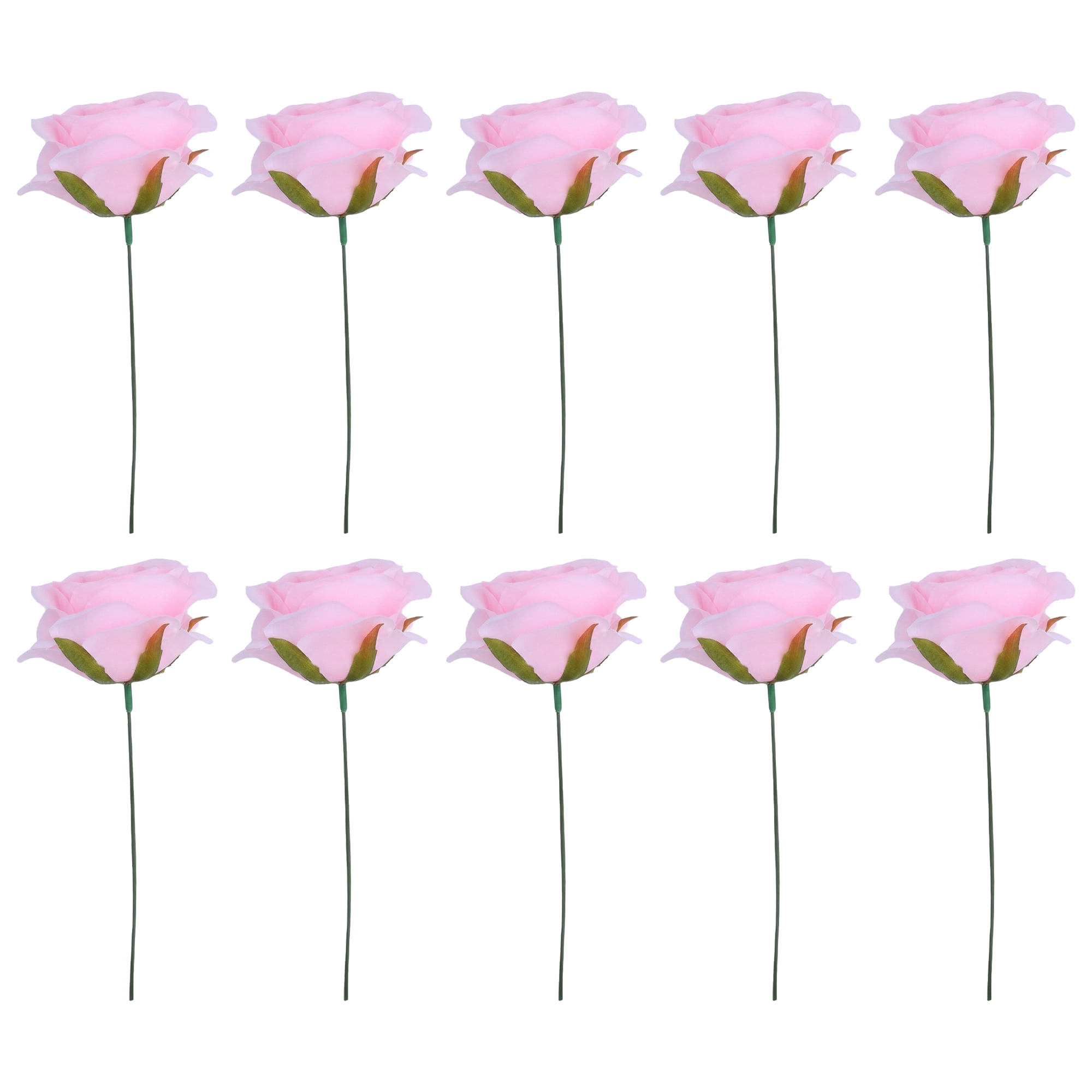 Unique Bargains Mini Craft Artificial Silk Roses Detachable Head Bouquet Pink 5.9 in