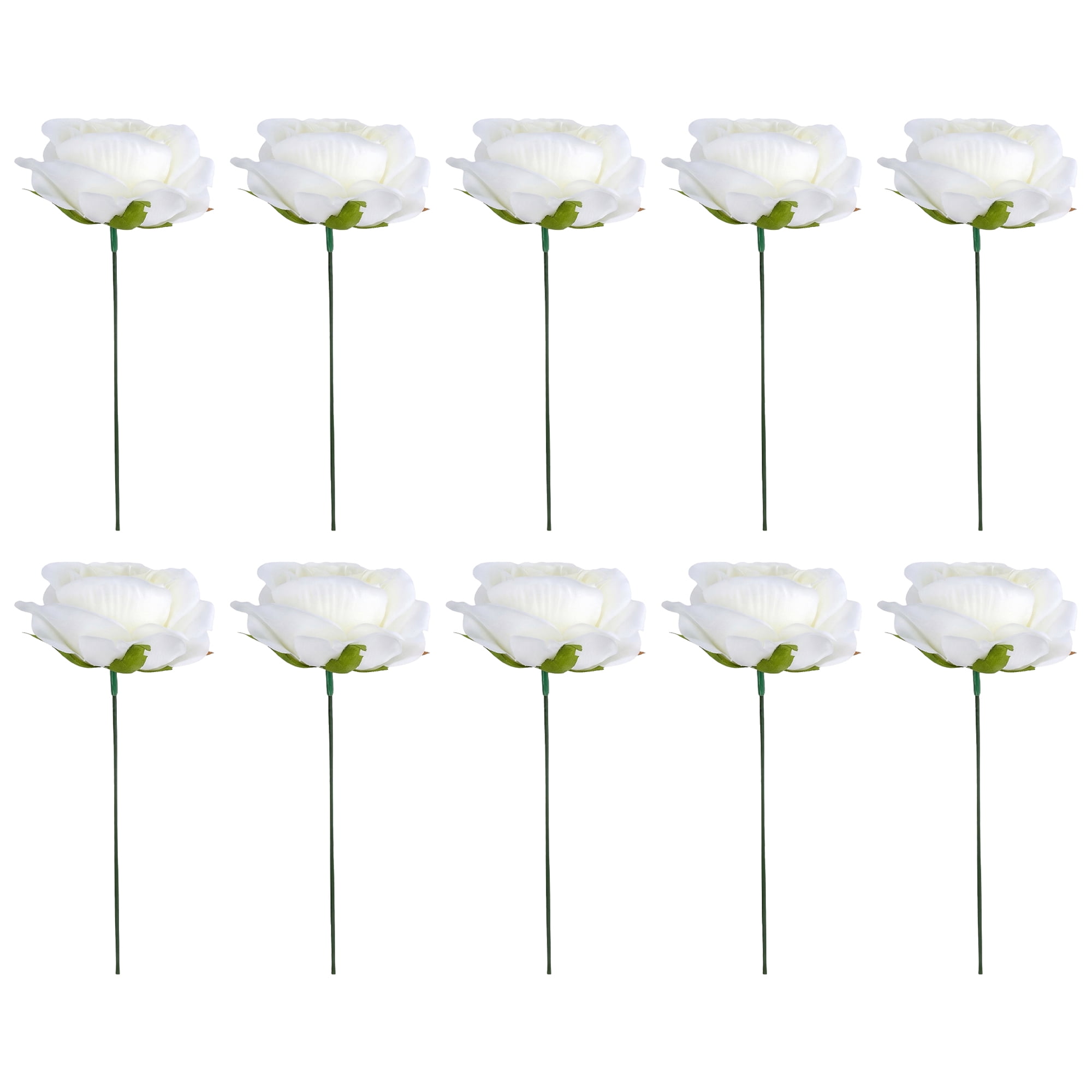 Unique Bargains Mini Craft Artificial Silk Roses Detachable Head Bouquet White 5.9 in