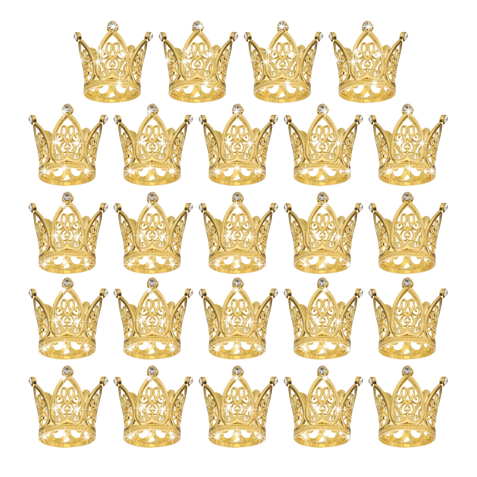 Unique Bargains Mini Crown Cake Toppers, Alloy Princess Tiara for Birthday Cake Gold