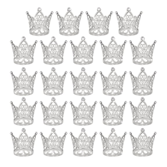 Unique Bargains Mini Crown Cake Toppers, Alloy Princess Tiara for Birthday Cake Silver
