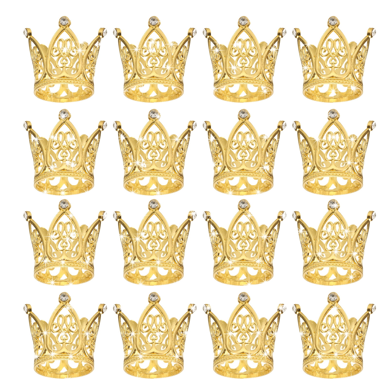Unique Bargains Mini Crown Cake Toppers, Alloy Queen Tiara Cupcake Decor Gold