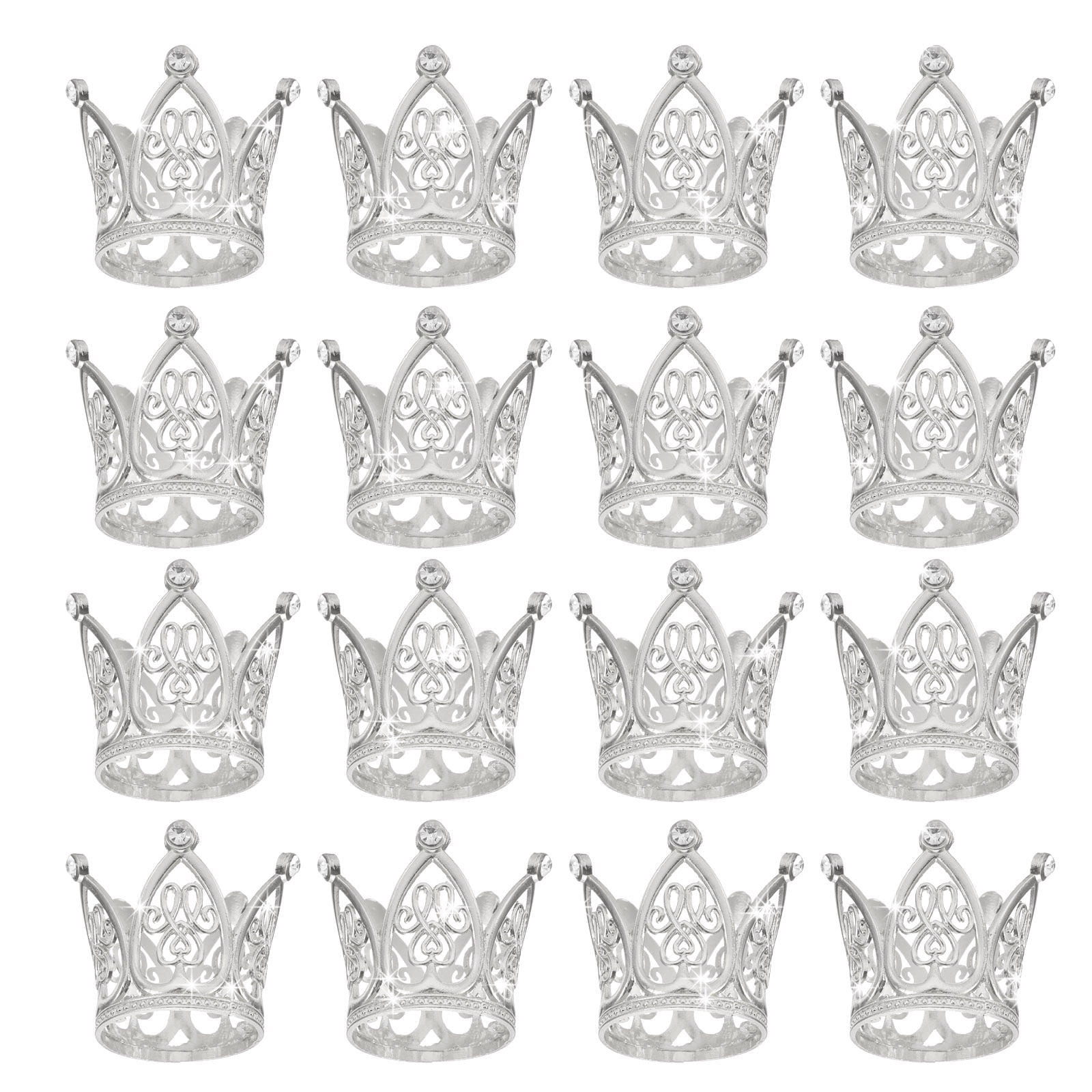 Unique Bargains Mini Crown Cake Toppers, Alloy Queen Tiara Cupcake Decor Silver
