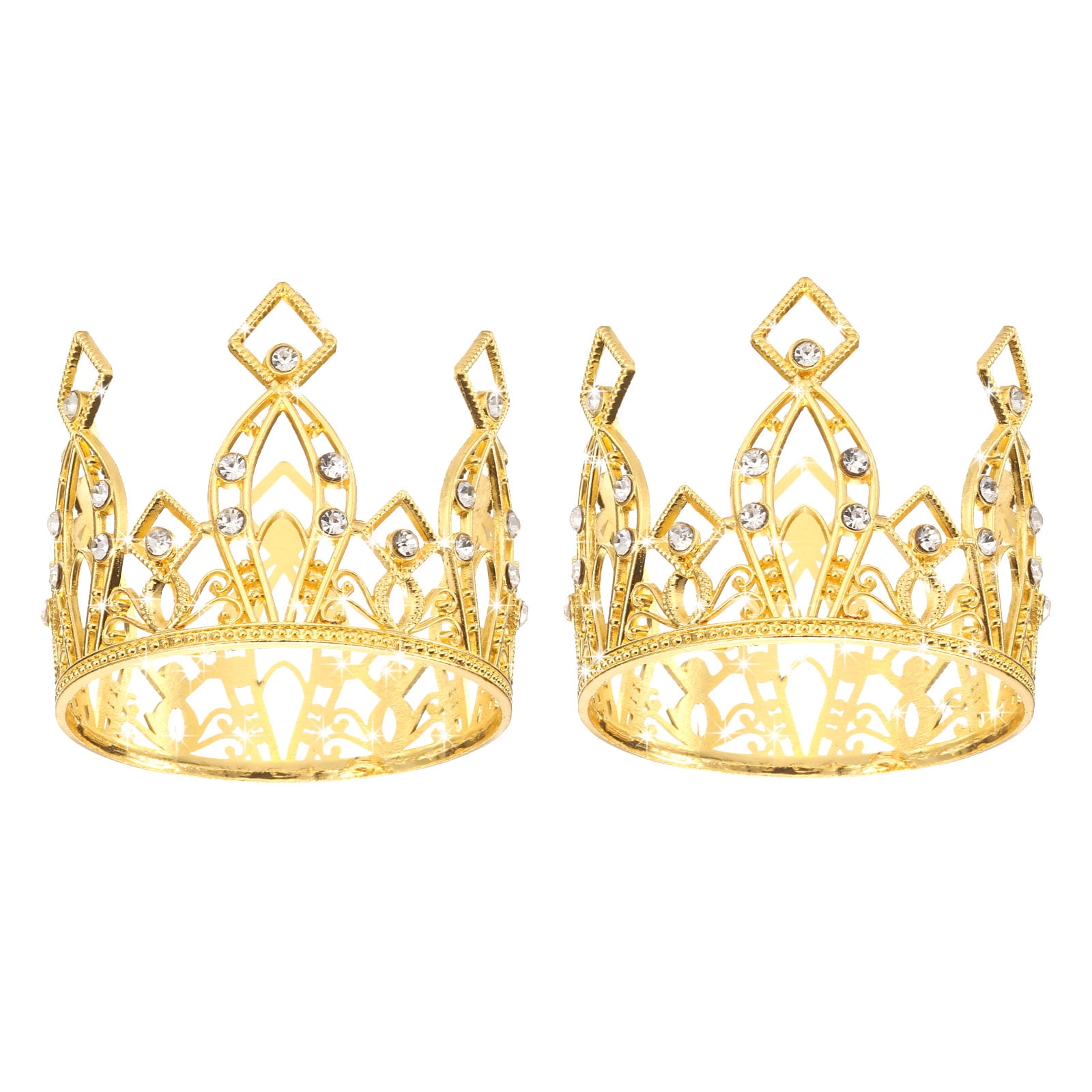 Unique Bargains Mini Crown Cake Toppers, Alloy Queen Tiara Cupcake Decor for Party Gold