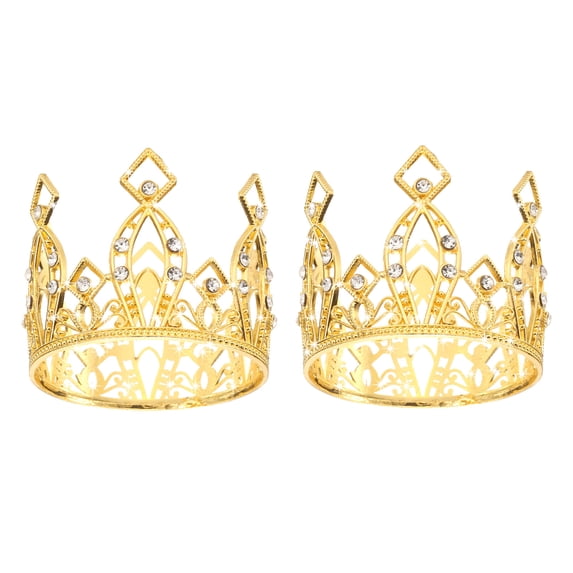 Unique Bargains Mini Crown Cake Toppers, Alloy Queen Tiara Cupcake Decor for Party Gold