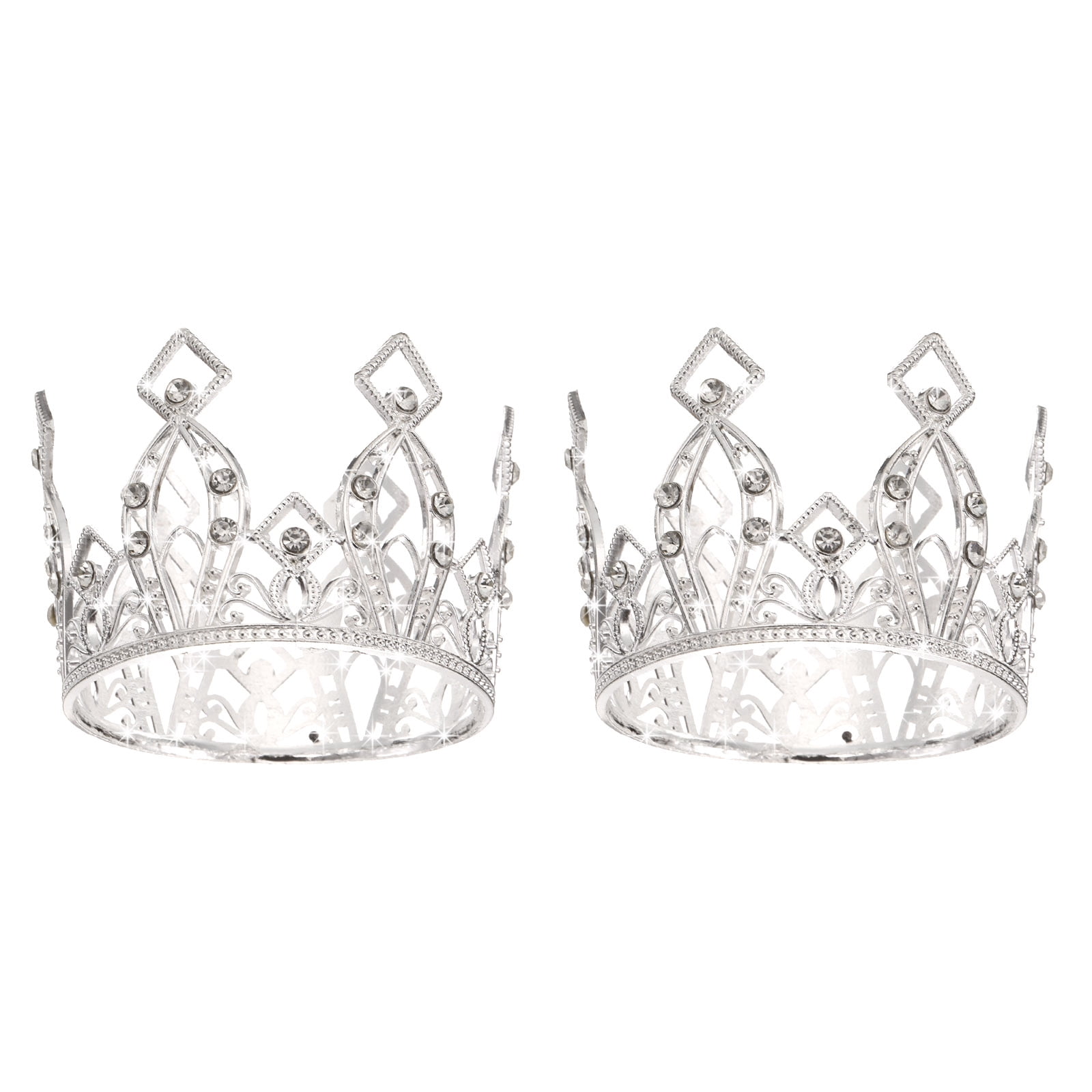 Unique Bargains Mini Crown Cake Toppers, Alloy Queen Tiara Cupcake Decor for Party Silver