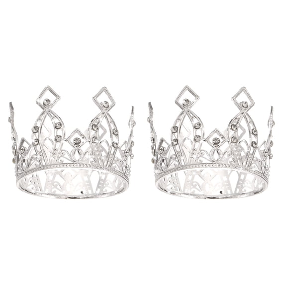 Unique Bargains Mini Crown Cake Toppers, Alloy Queen Tiara Cupcake Decor for Party Silver