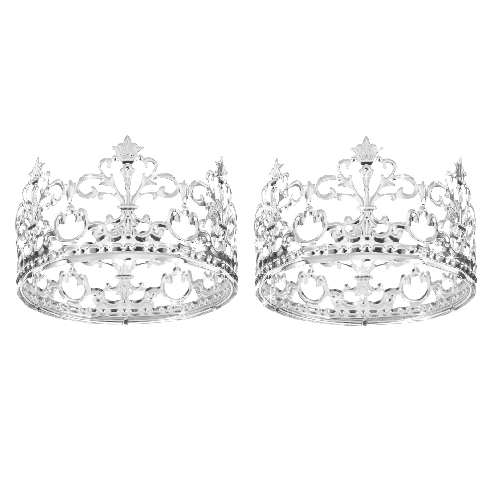 Unique Bargains Mini Crown Cake Toppers, Alloy Queen Tiara for Birthday Cake Silver
