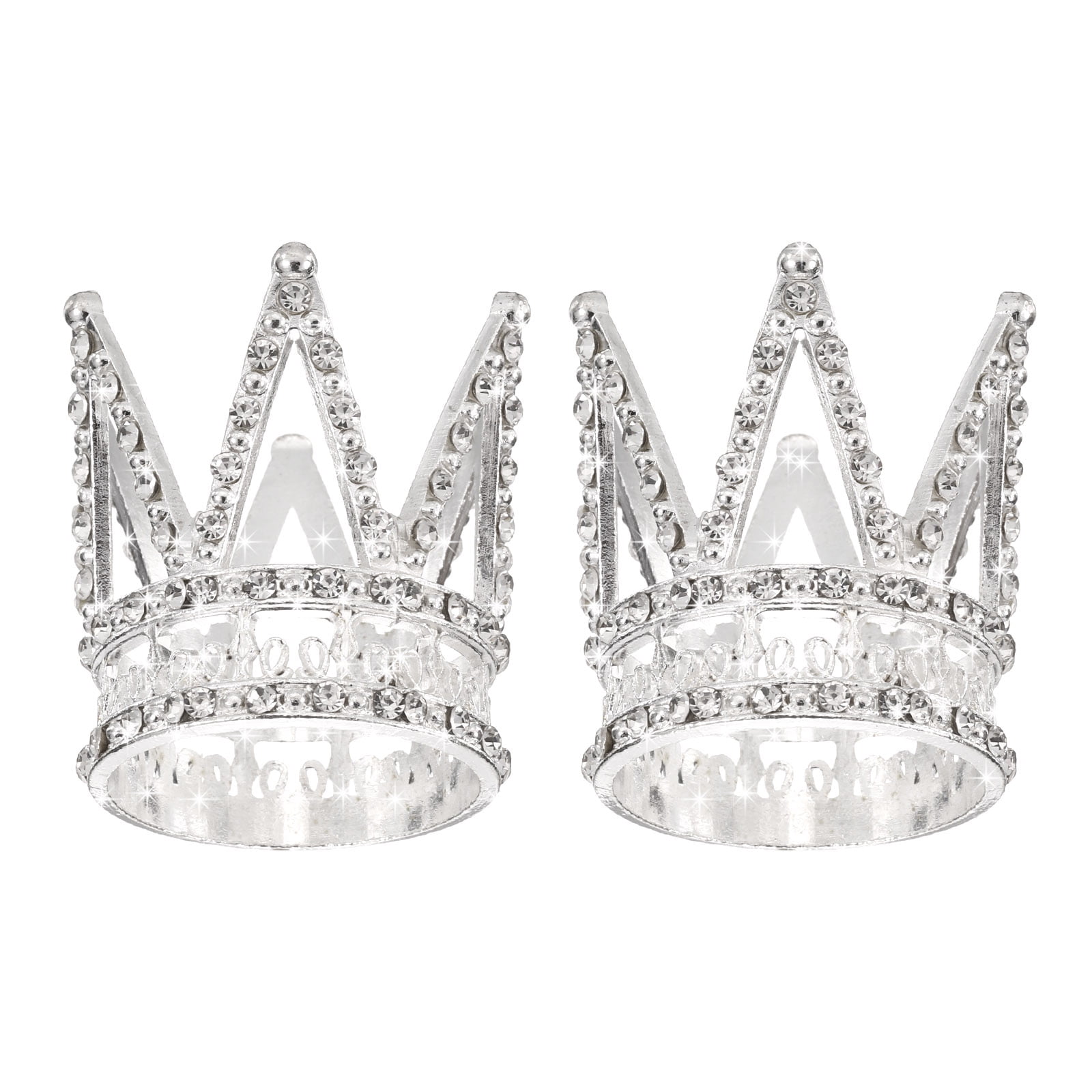 Unique Bargains Mini Crown Cake Toppers, Alloy Queen Tiara for Birthday Decor Silver