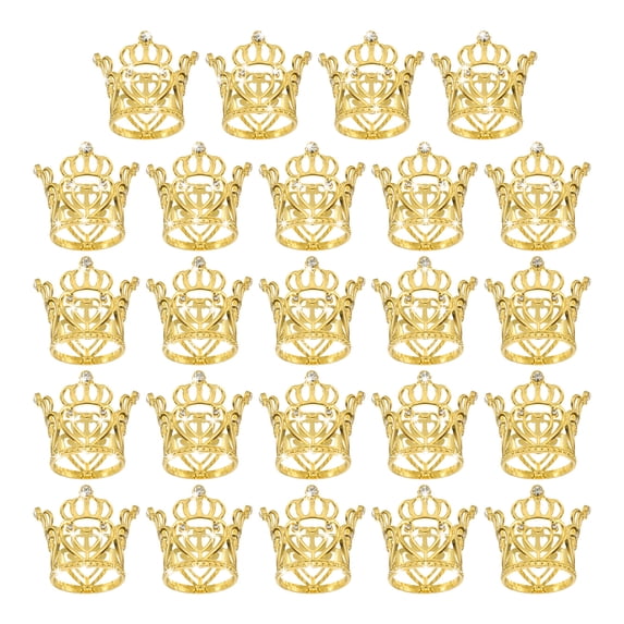 Unique Bargains Mini Crown Cake Toppers for Birthday Cake Decor Wedding Party Gold