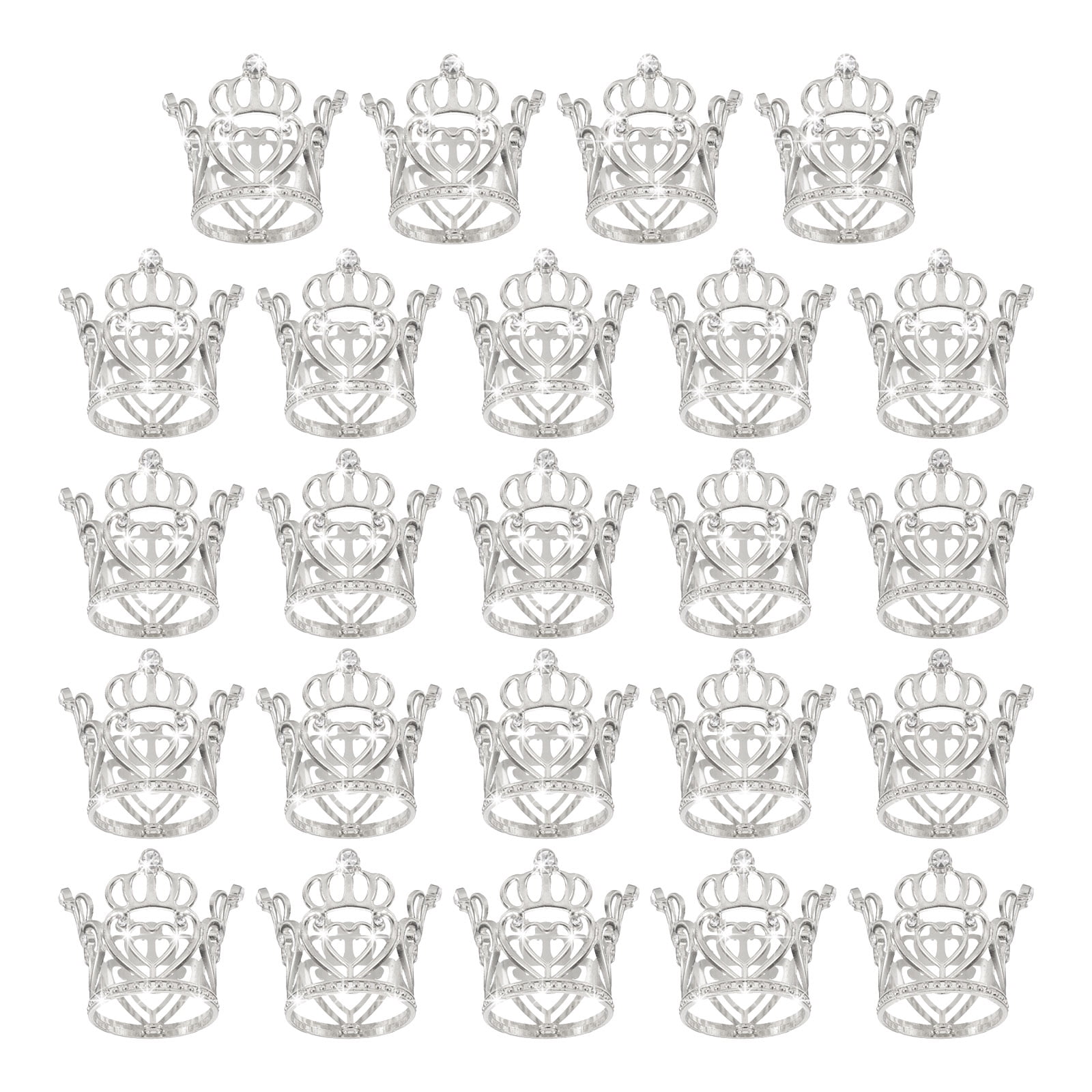 Unique Bargains Mini Crown Cake Toppers for Birthday Cake Decor Wedding Party Silver