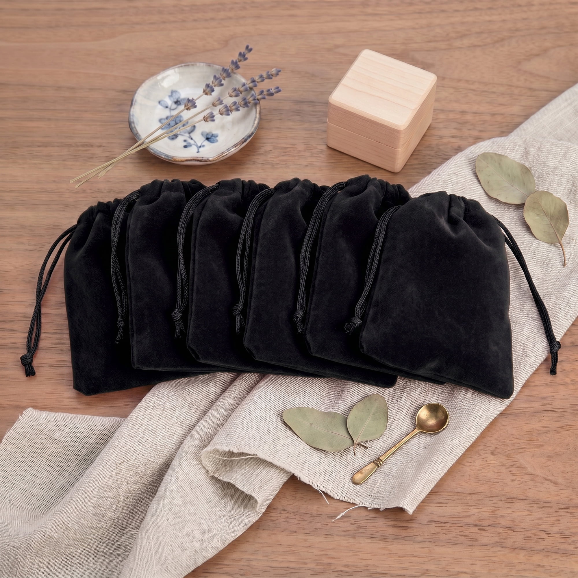 Unique Bargains Mini Gift Bags with Drawstring and Handles for Gifts Black 3.5" x 4.7"