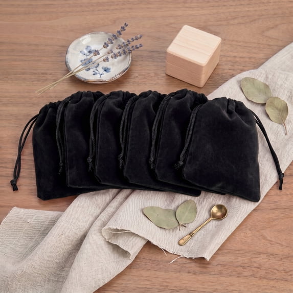 Unique Bargains Mini Gift Bags with Drawstring and Handles for Gifts Black 3.5" x 4.7"