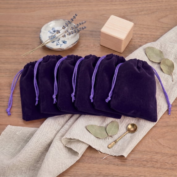 Unique Bargains Mini Gift Bags with Drawstring and Handles for Gifts Purple 3.5" x 4.7"